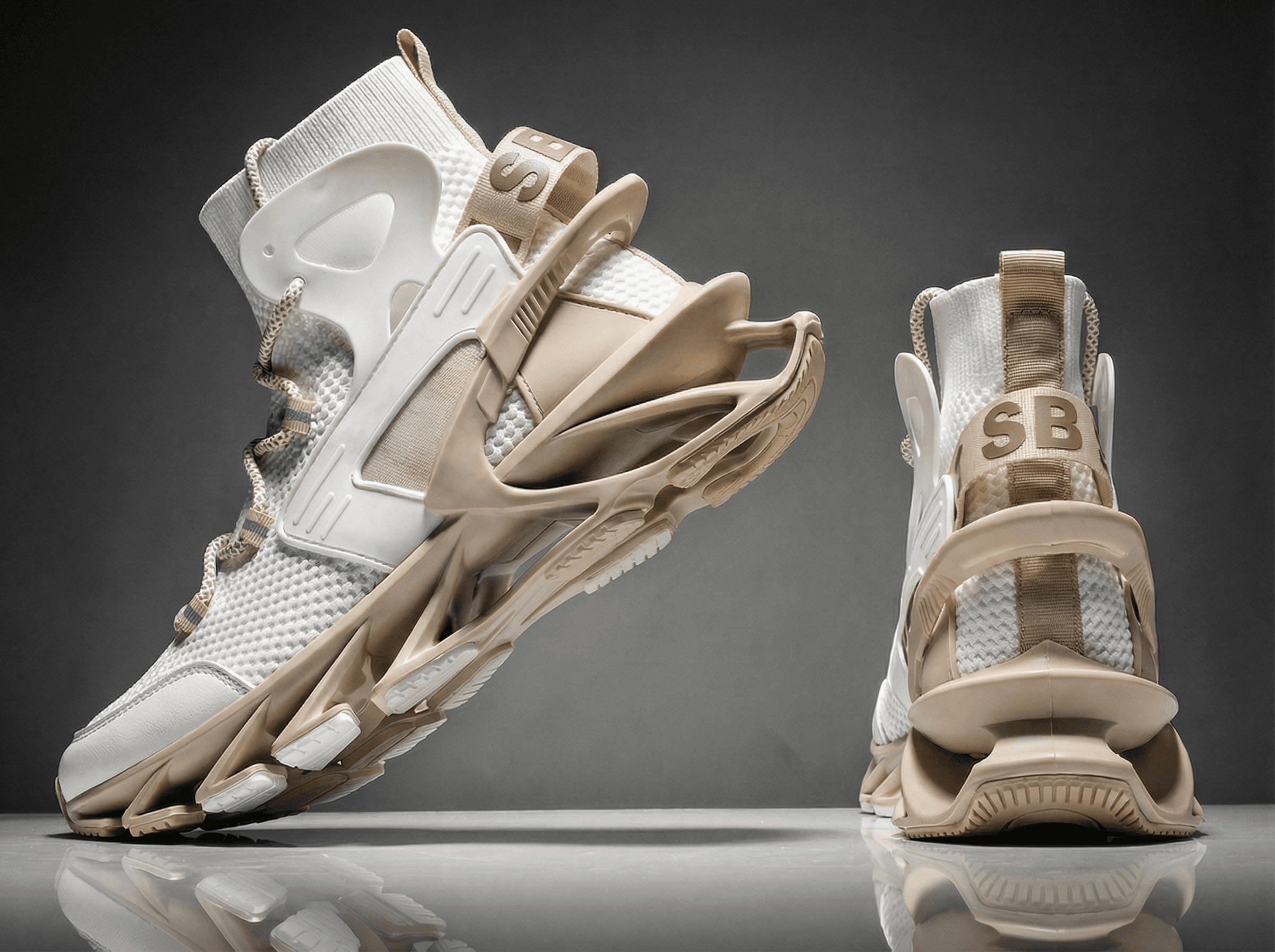 Futuristic footwear campaign visual